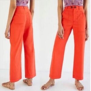 Anthropologie Maeve Colette Cropped Pant Wide Leg Linen Blend Size 8